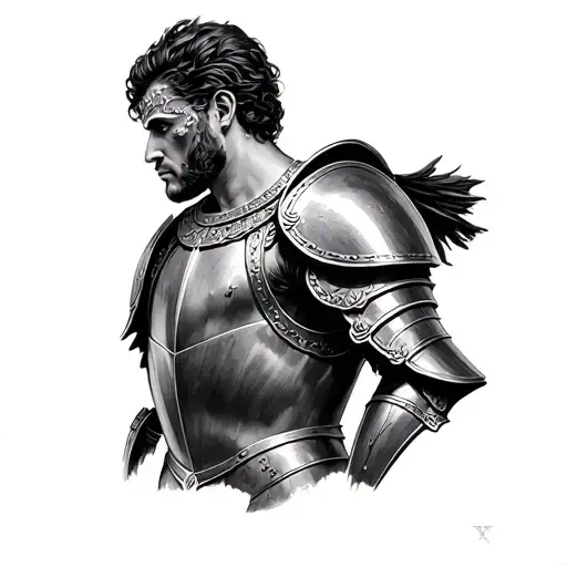 Roman armor shoulder tattoo design idea