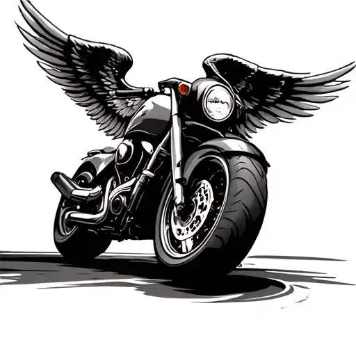 angel wings on motorcyle wheel tattoo design idea