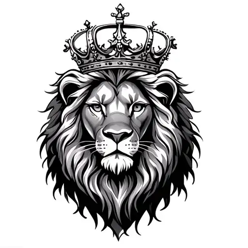 lion and crown  tattoo design idea