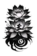 lotus flower blooming gaara love kanji smoke tattoo design idea
