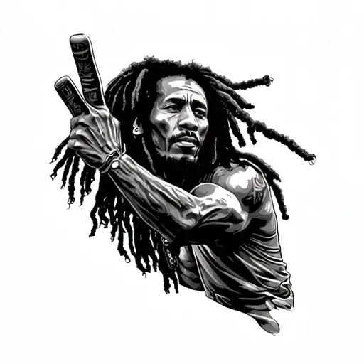 bob marley fighting evil tattoo design idea