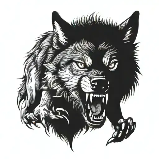 wolf growl Aggressive Defending Powerful tattoo design idea