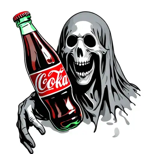ghost with diet coke bottle tattoo design idea