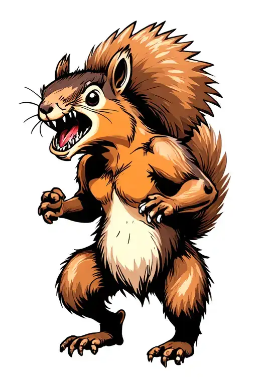 rabid squirrel running up leg to steal my nuts tattoo design idea