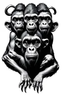 three wise monkeys, scary tattoo design idea