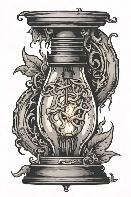 broken light bulb candle burning tattoo design idea