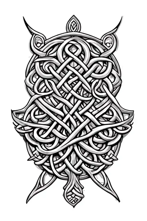 celtic tree and pattern tattoo design idea