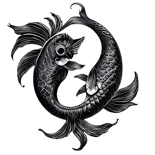 pisces ying yang koi fish tattoo design idea
