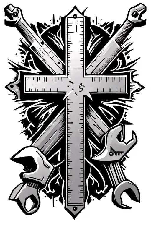 its an artistic cross tattoo. x axis is a ruler while y axis is a wrench. tattoo design idea