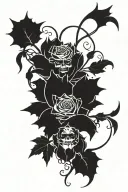 dark gothic  simple line black work stick and poke tattoo design idea