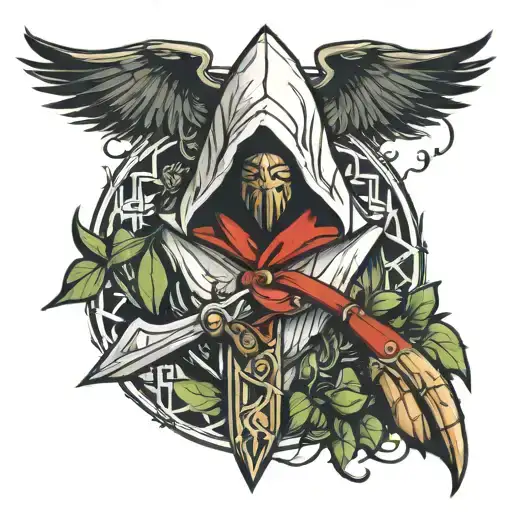 Culinary Assassin's Creed logo tattoo design idea