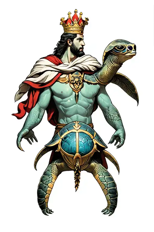 "imperium neptuni regis" "imperium neptuni regis" "imperium neptuni regis" shellback turtle and king Neptune looking over him tattoo design idea