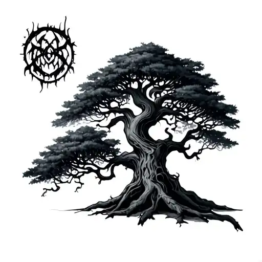 toxic tree with géminis  tattoo design idea