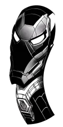 "Full sleeve tattoo design in high detail, featuring a collage of Marvel superheroes including Iron Man, Spider-Man, Tho tattoo design idea