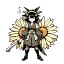 Chamomile should be the hero of the anime Hayao Miyazaki, she should be alive, with an evil grimace and weapon in her hand tattoo design idea