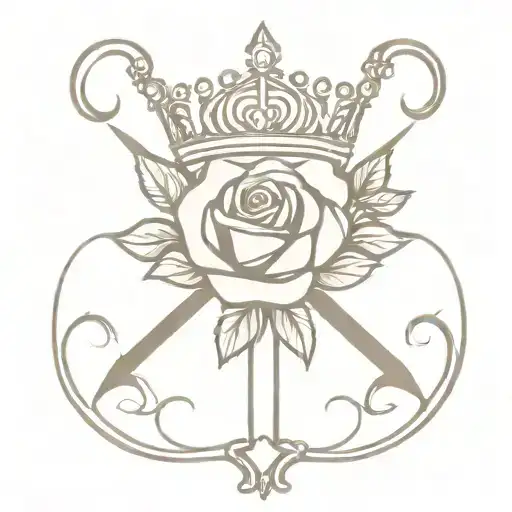 Cross and crown of thornes with a rose tattoo design idea