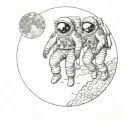 2 astronauts sitting on the moon tattoo design idea