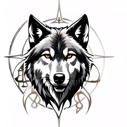 wolf with libra sign tattoo tattoo design idea