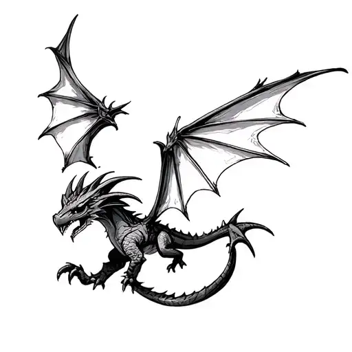 toothless dragon flying tattoo design idea