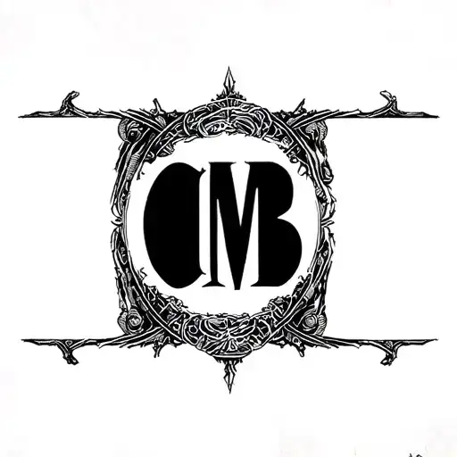 the letters CMB in a style inspired by dorohedoro manga tattoo design idea