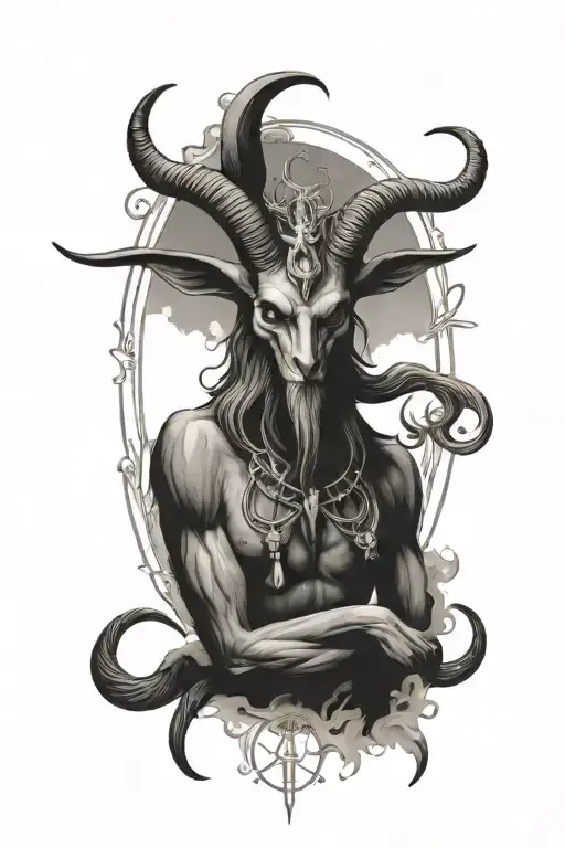 baphomet tradicional combining alchemical symbols tattoo design idea