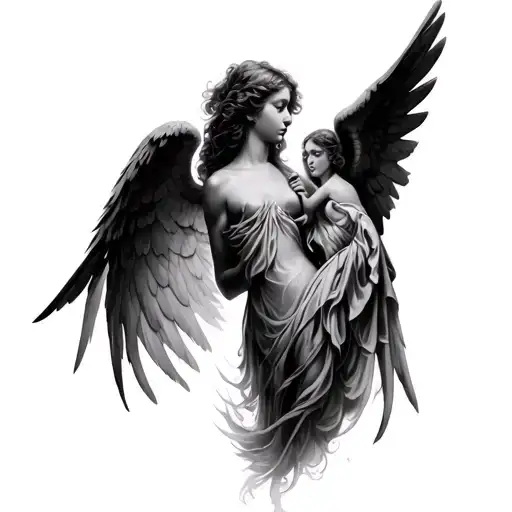 3 Angel tattoo design idea
