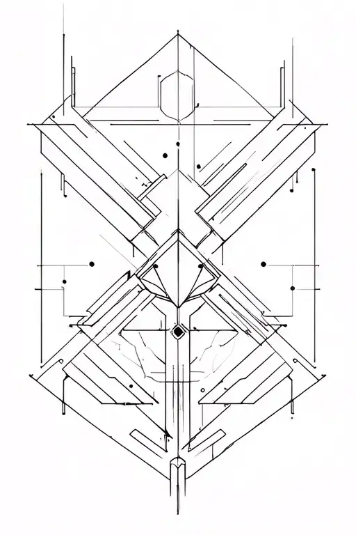 Cyberpunk 2077 cyberware symetrical and geometrical tattoo design idea