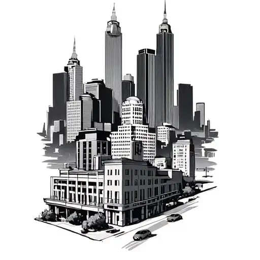 Albuquerque down town skyline and the duke nukem 3d tattoo design idea