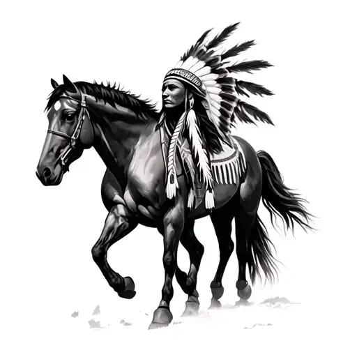 native Americans and horses tattoo design idea