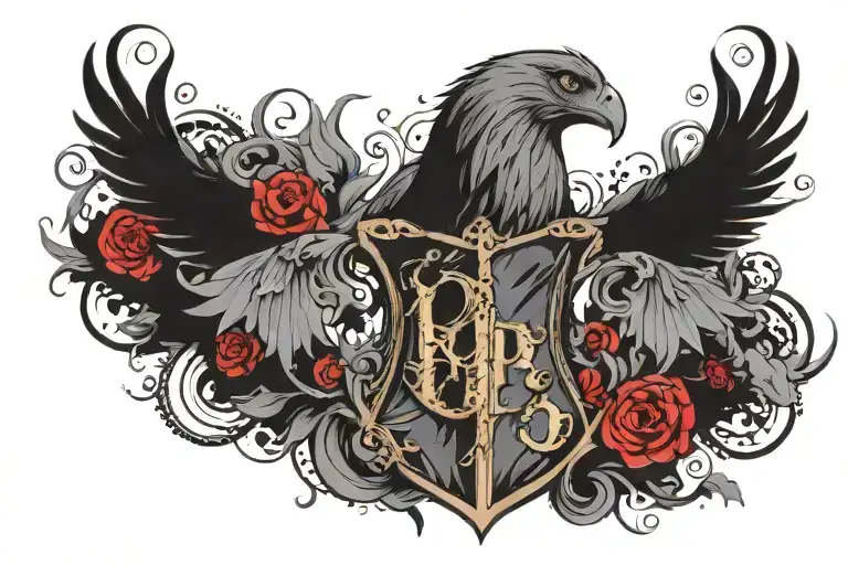 Harry Potter neck tattoo. Black and grey with red accents  tattoo design idea