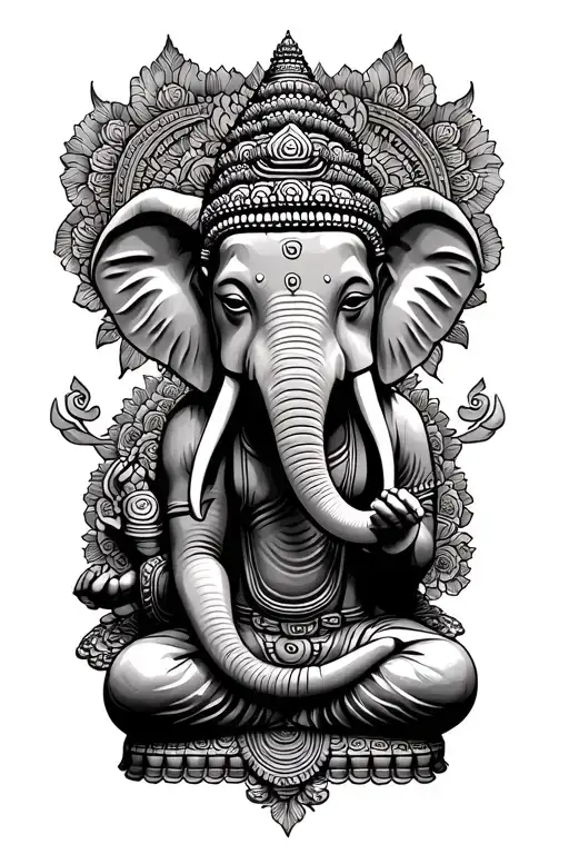 Buddha elephant ankor wat surrounded tattoo design idea