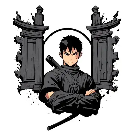 rock lee opening gates tattoo design idea
