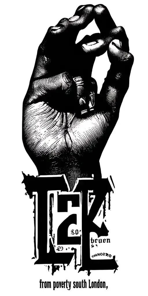 "from poverty south London " uk cash pounds sterling uk morden gangster from poverty south London slums tattoo design idea