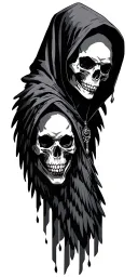 skull wearing hood death angel tattoo design idea