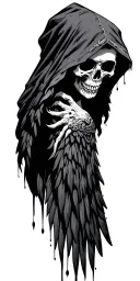 skull wearing hood death angel tattoo design idea