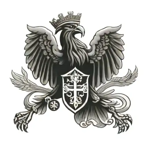 double headed serbian eagle carring orthodox cross tattoo design idea