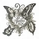 vines heart butterfly the word always and the numbers 224 tattoo design idea