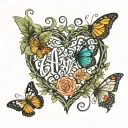 vines heart butterfly the word always and the numbers 224 tattoo design idea