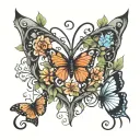 vines heart butterfly the word always and the numbers 224 tattoo design idea