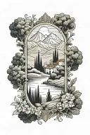 Italian landscape inside tall vertical frame tattoo design idea
