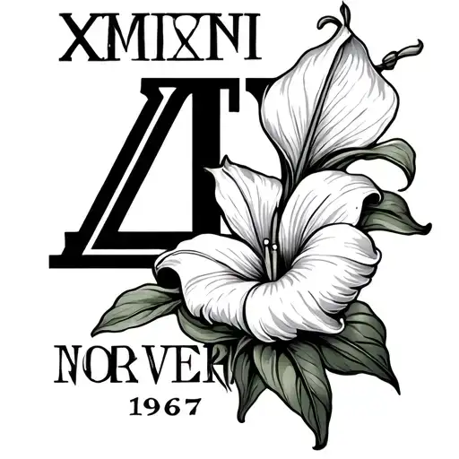 roman numerals with the birthday novemeber 4th 1967 and a peace lily flower going through it  tattoo design idea