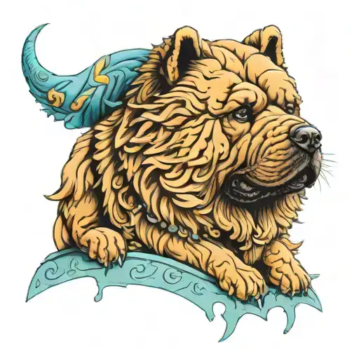 chow chow bank robber tattoo design idea