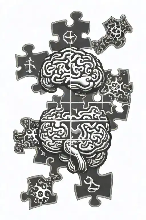 brain jigsaw puzzle tattoo design idea
