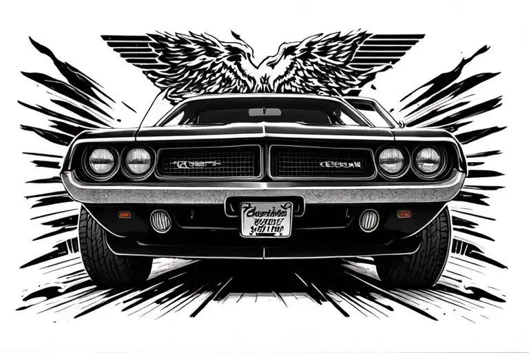 70s challenger muscle car tattoo design idea