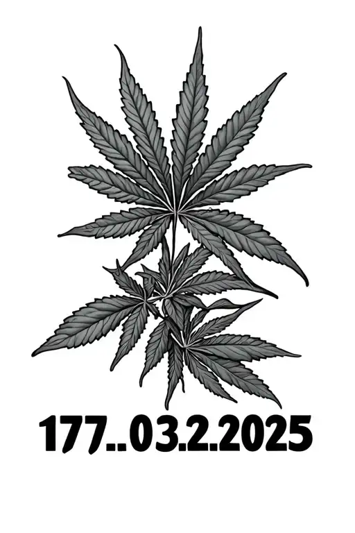 "17.03.2025" weed leaves, bodybuilding themed tattoo, memory tattoo tattoo design idea