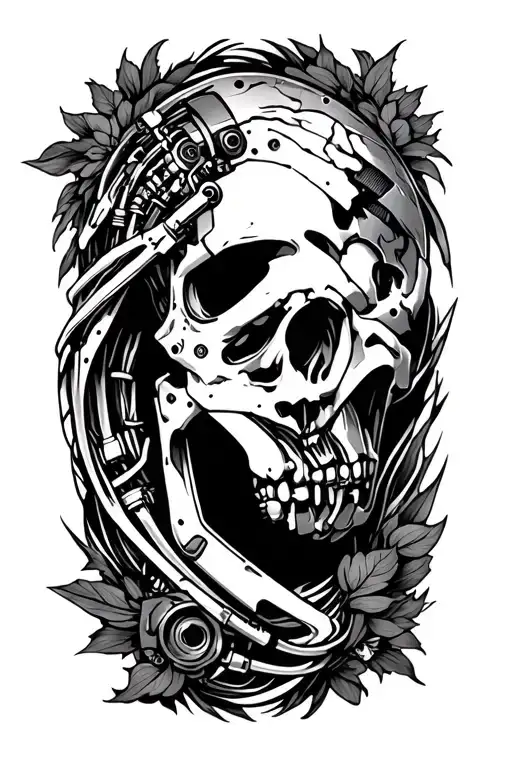forearm scar mechanical arm tattoo design idea