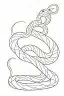 snake and body contour lines tattoo design idea