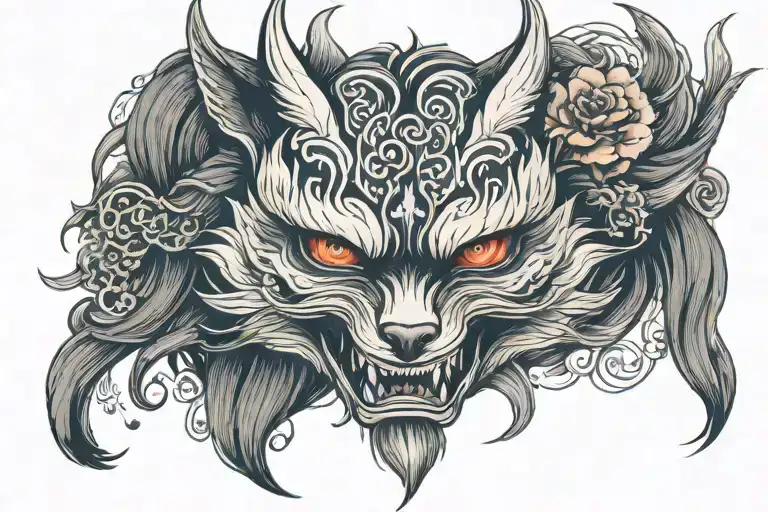 Kitsune mask tattoo design idea