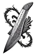 butcher knife morse code device integrated norse theme and surfboard tattoo design idea