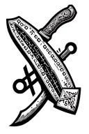 butcher knife morse code device integrated norse theme and surfboard tattoo design idea